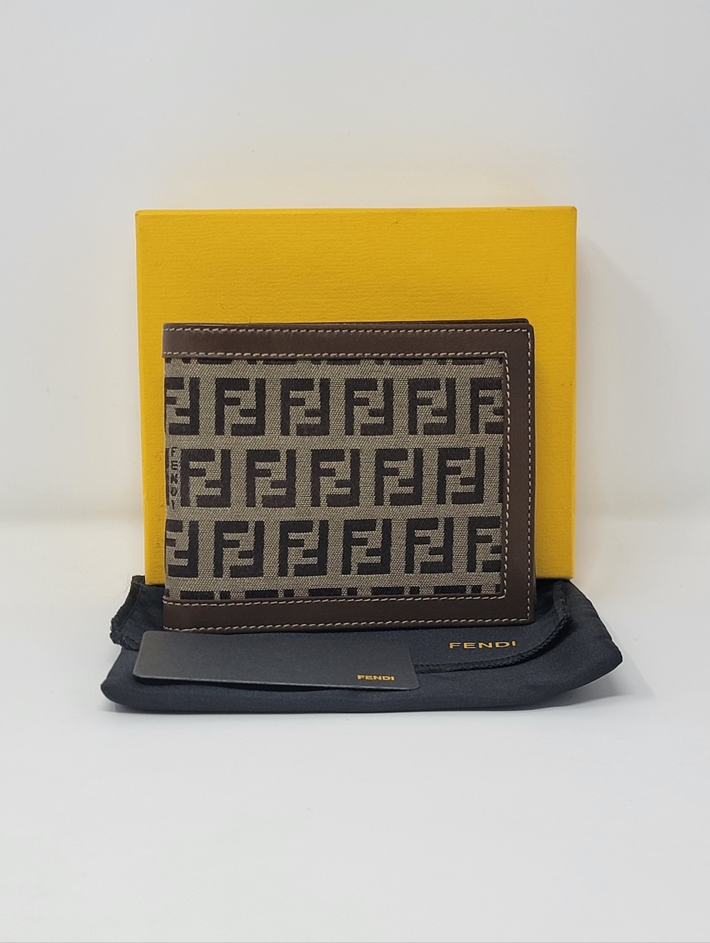 Fendi Zuchino Canvas Leather Bifold Wallet.